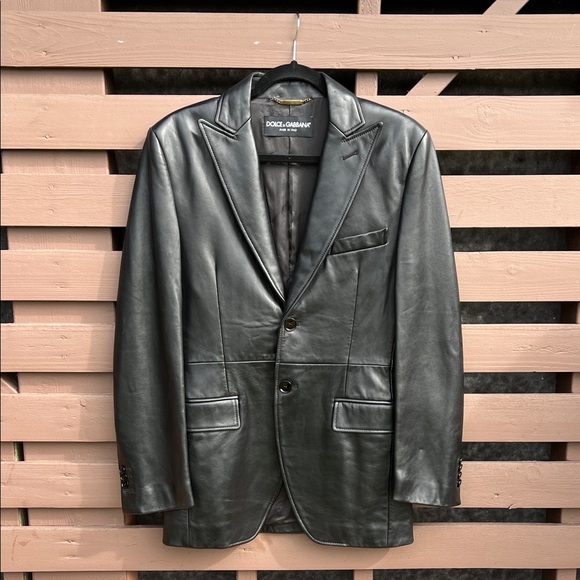Dolce & Gabbana Black Leather Blazer